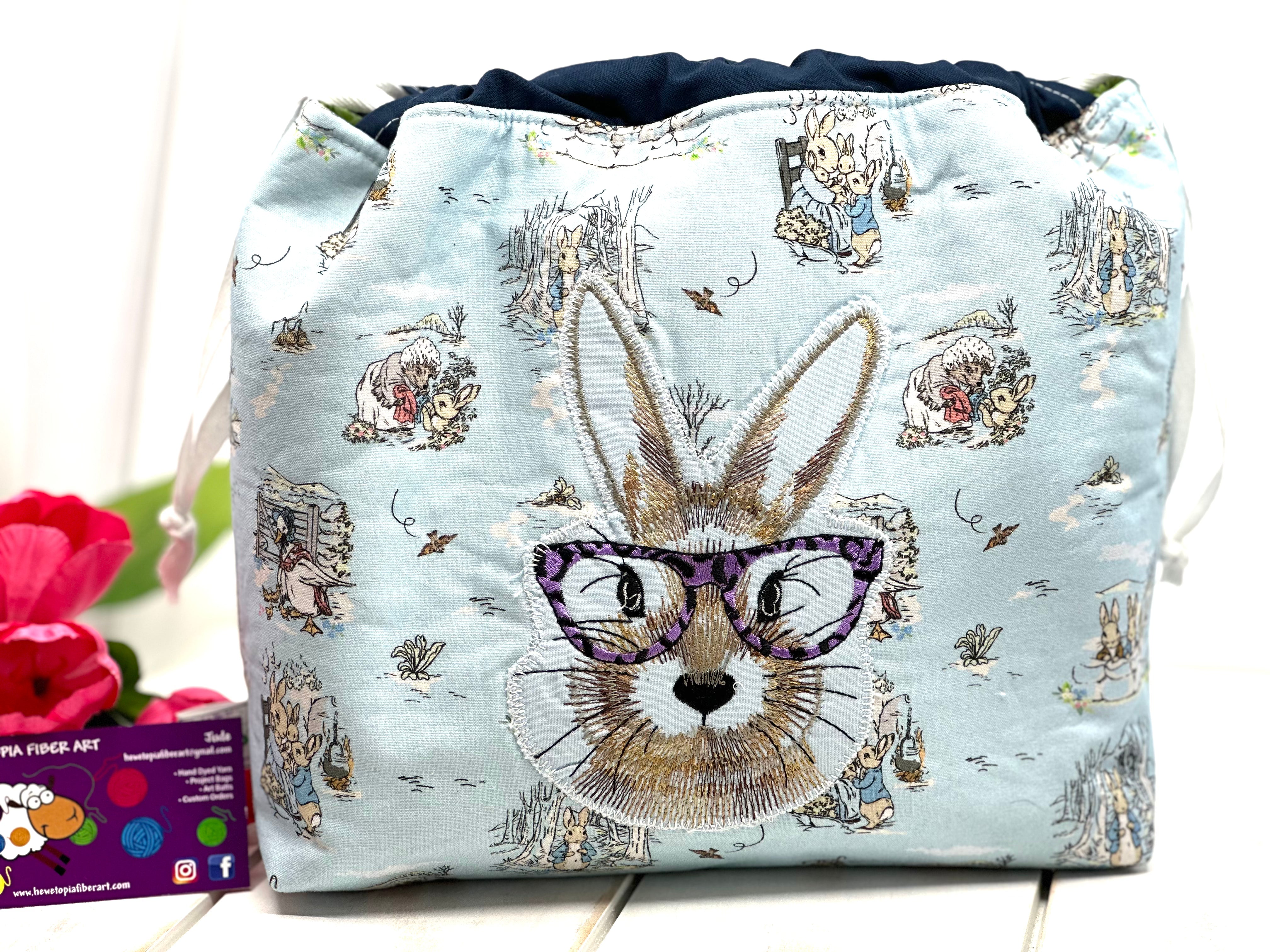 Hoppity Hop Drawstring Bunny Project Bag