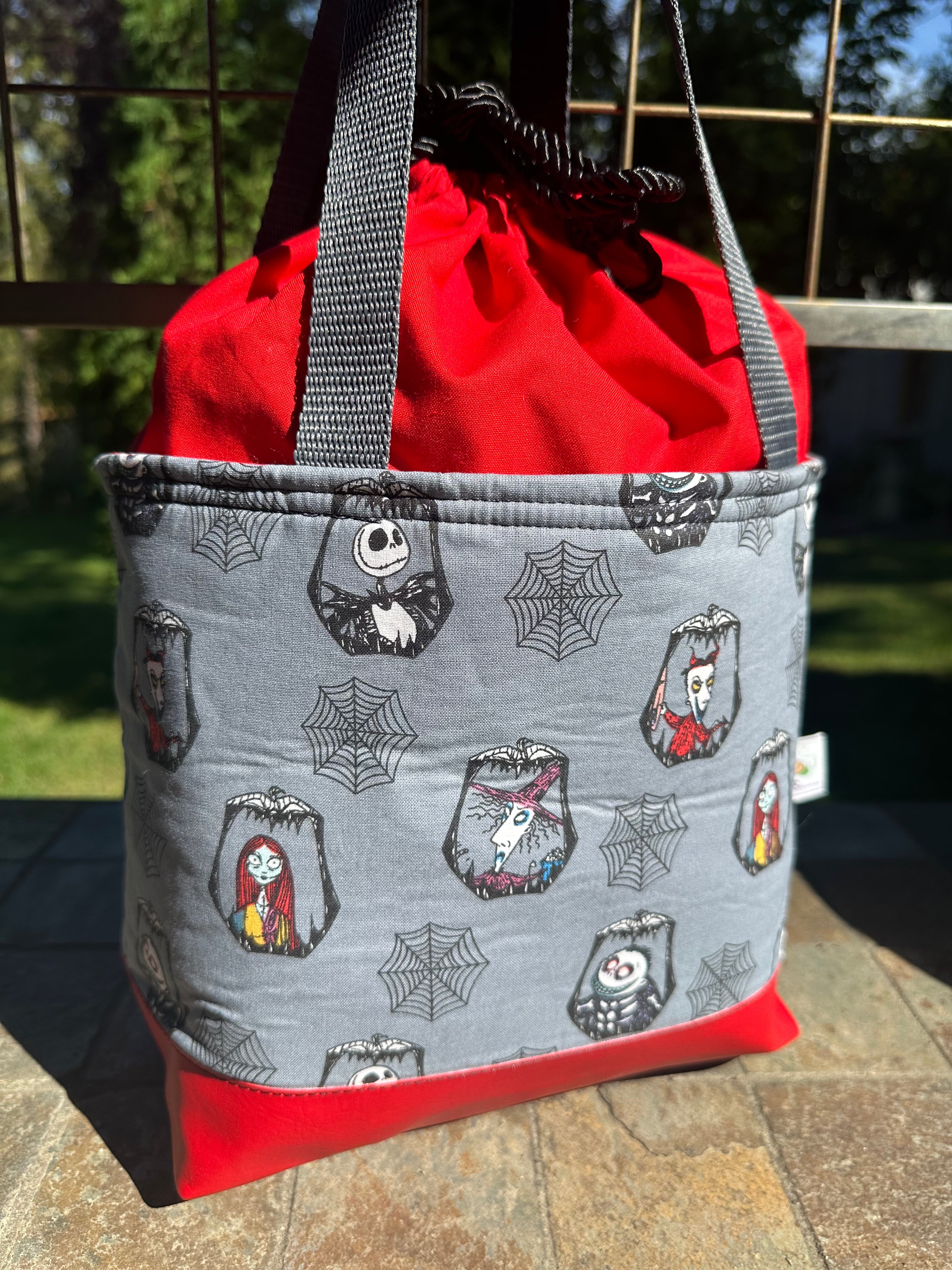 Sweet Jack and Sally Drawstring Project Bag