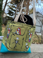 Load image into Gallery viewer, Sweet Jack and Sally Drawstring Project Bag
