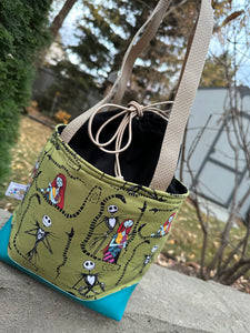 Sweet Jack and Sally Drawstring Project Bag