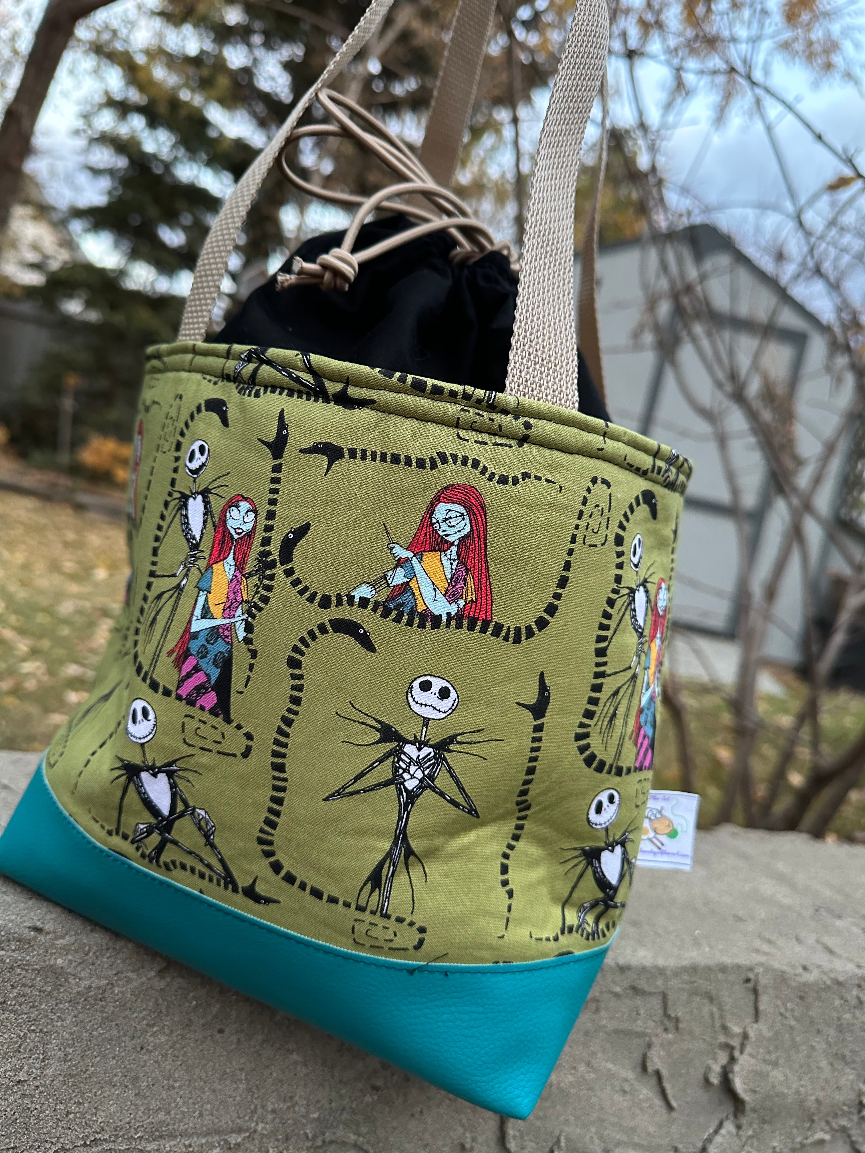 Sweet Jack and Sally Drawstring Project Bag